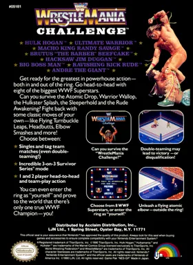 WWF Wrestlemania Challenge (USA) box cover back